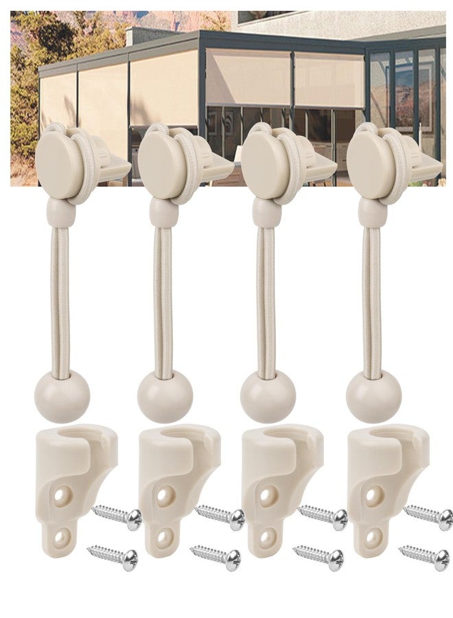 CACELY قطع غيار ستائر CACELY، رباط تثبيت مظلة الشمس، موديل جديد لستائر Coolaroo الخارجية الدوارة (مجموعة حبل مطاطي وغطاء طرفي، طقم من قطعتين، بيجي) - Image 1
